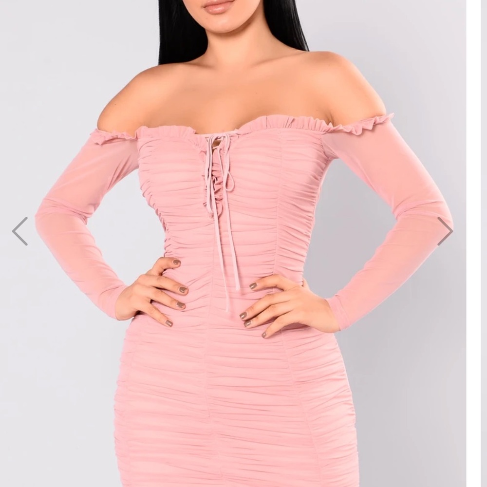 Pink Off Shoulder Bodycon Dress